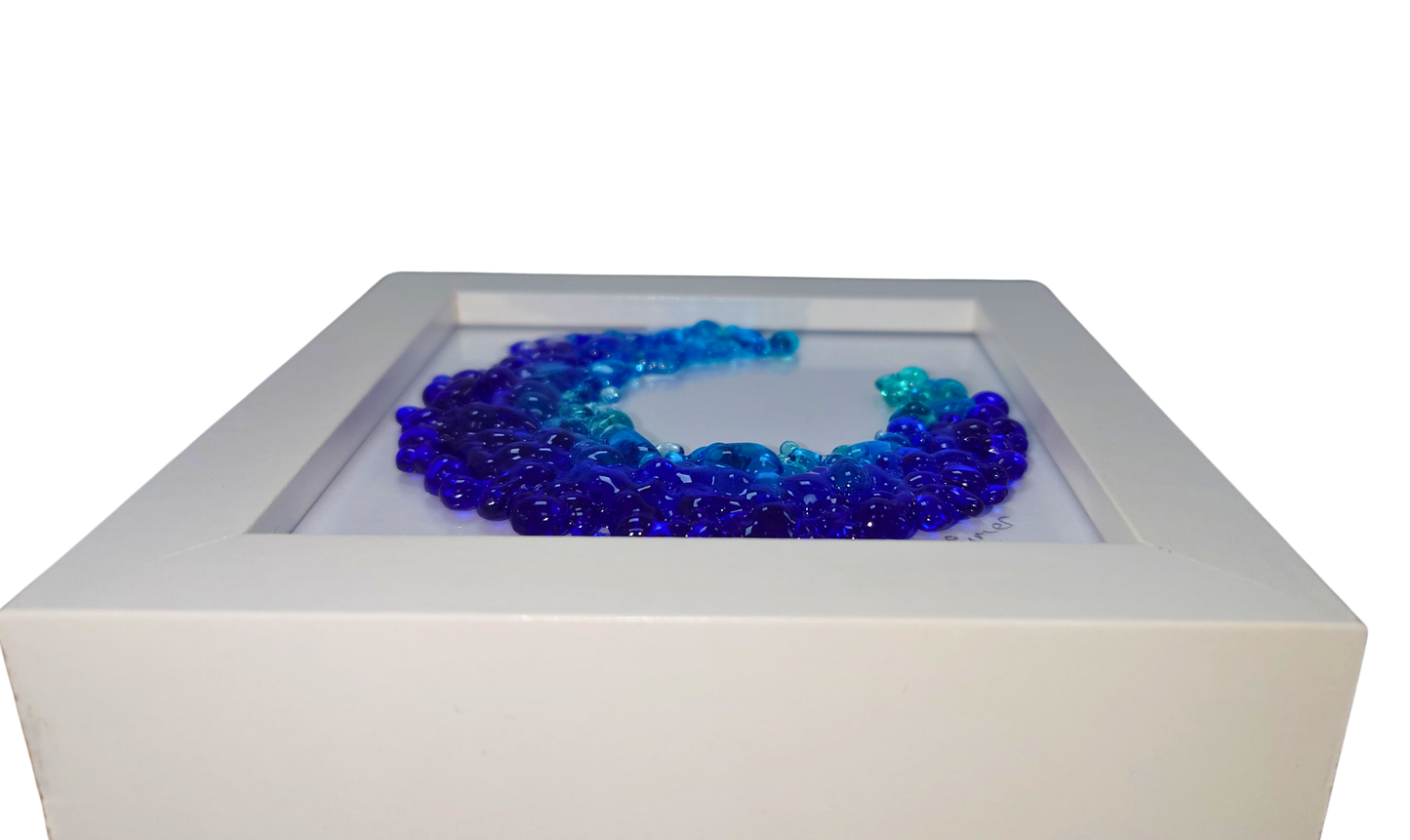 Fused glass small framed picture, ocean wave, fused glass art, sea art, fused glass