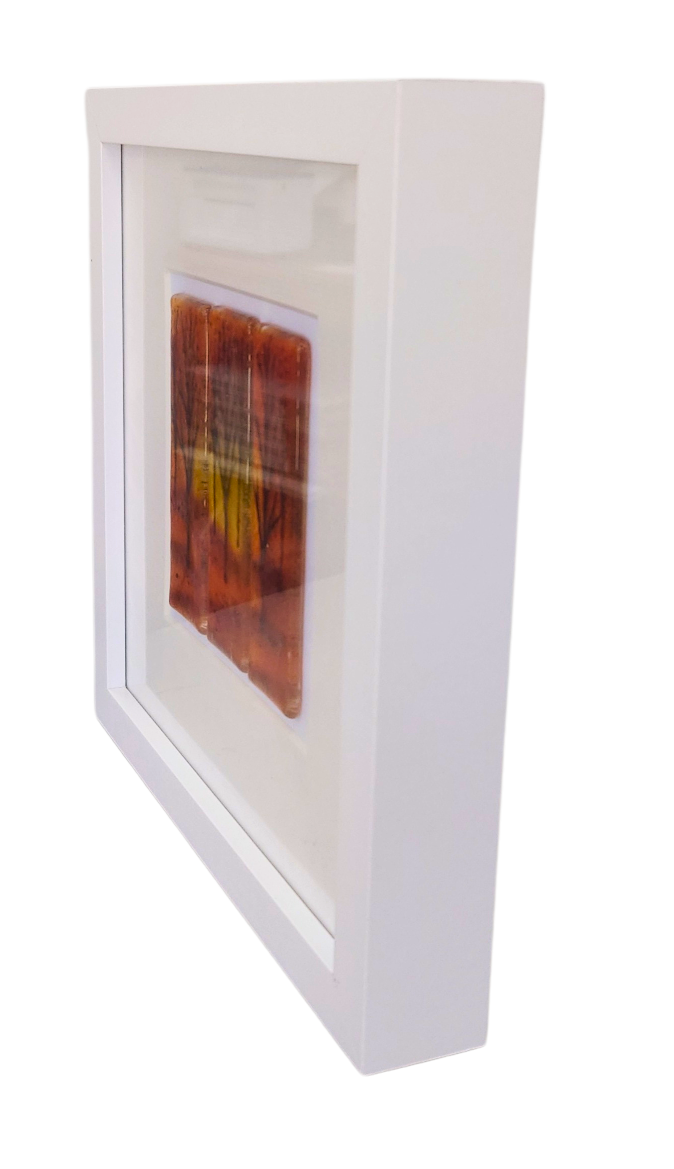 Fused glass medium framed picture 'Autumn trees', fused glass art, trees art, fused glass