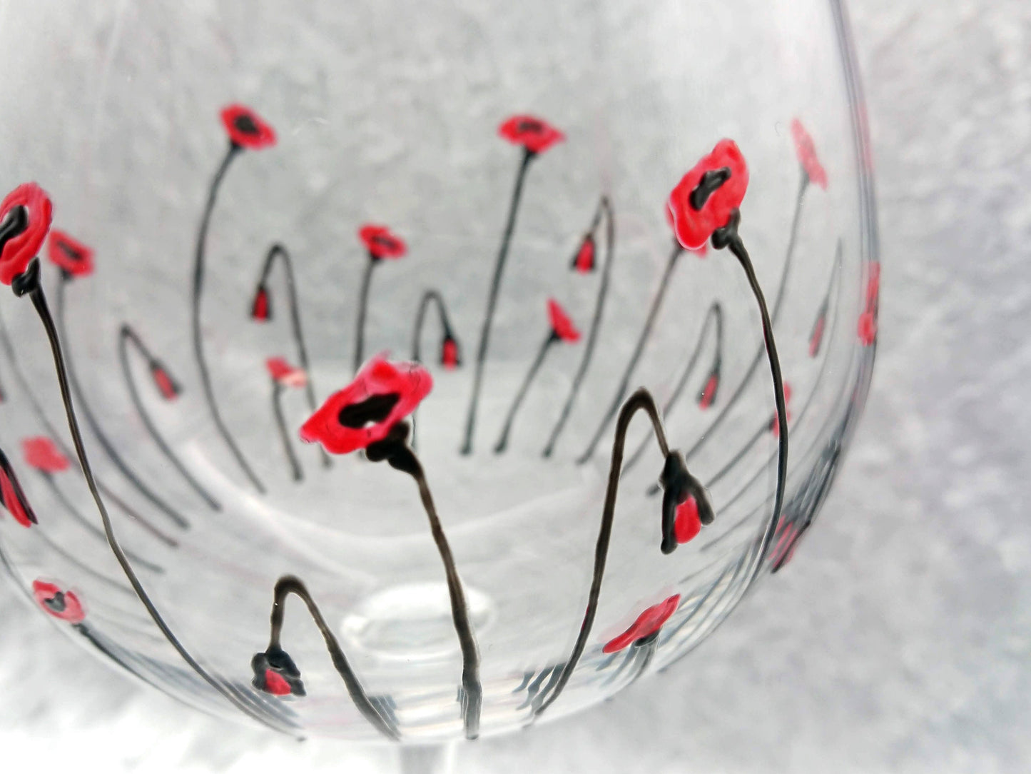 Hand-painted Poppy large Gin Glass