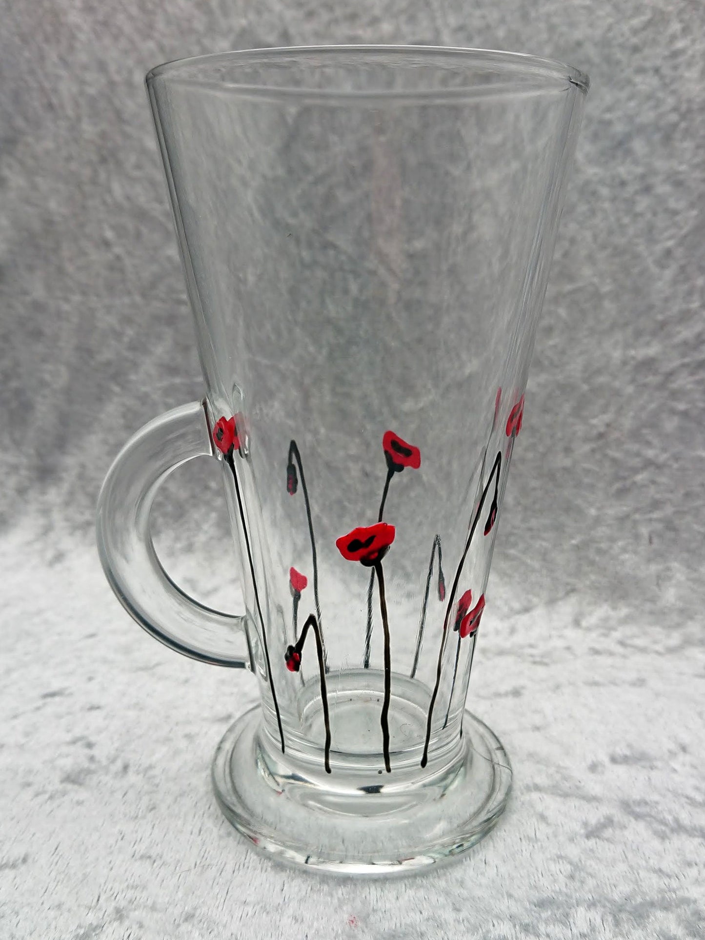 Hand-painted 'Poppy' Glass Latte Mug