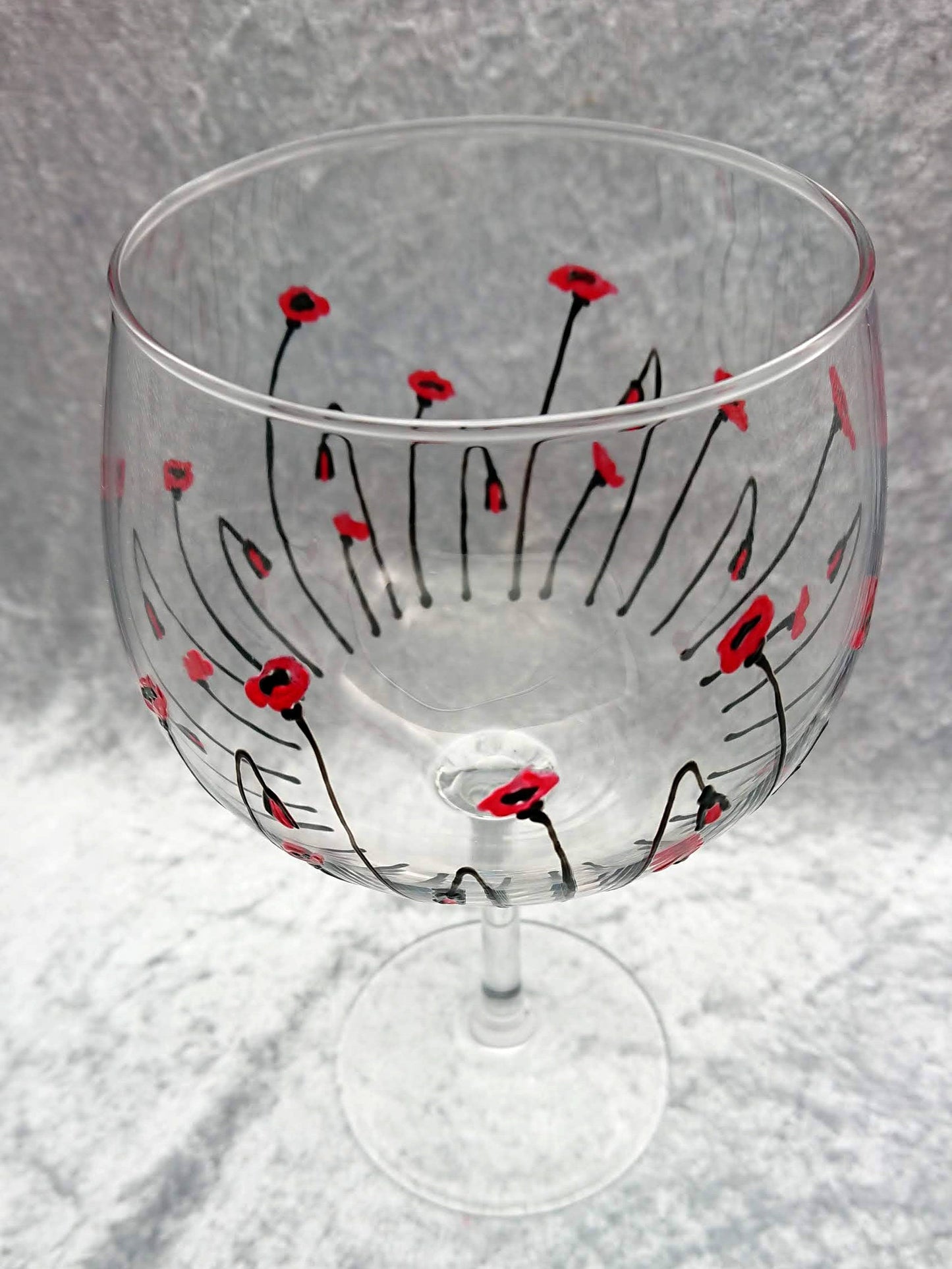 Hand-painted Poppy large Gin Glass