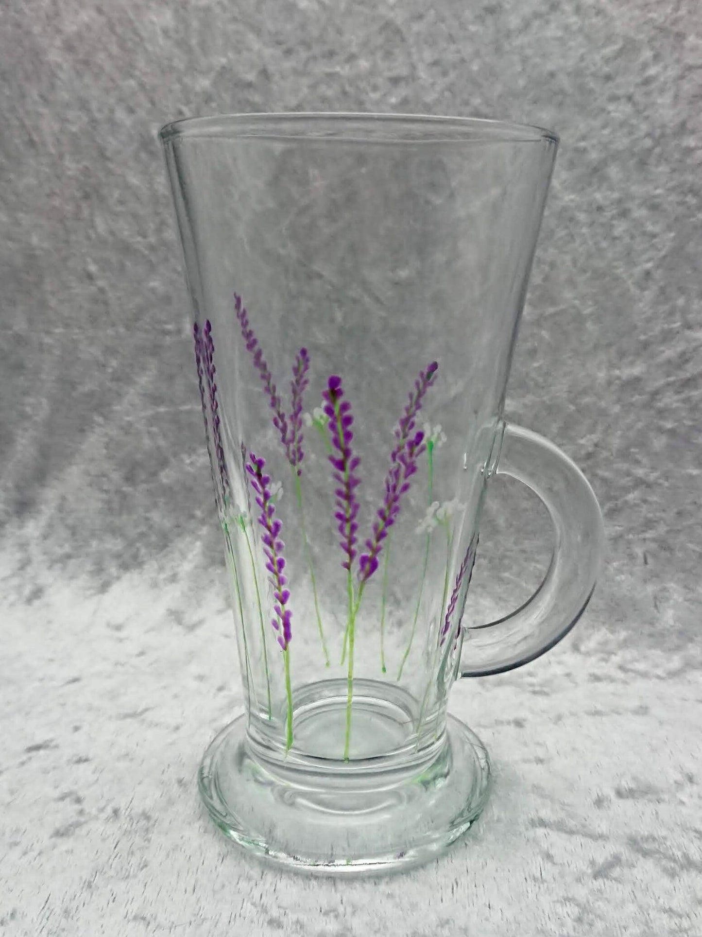 Hand-painted 'Lavender' Glass Latte  Mug