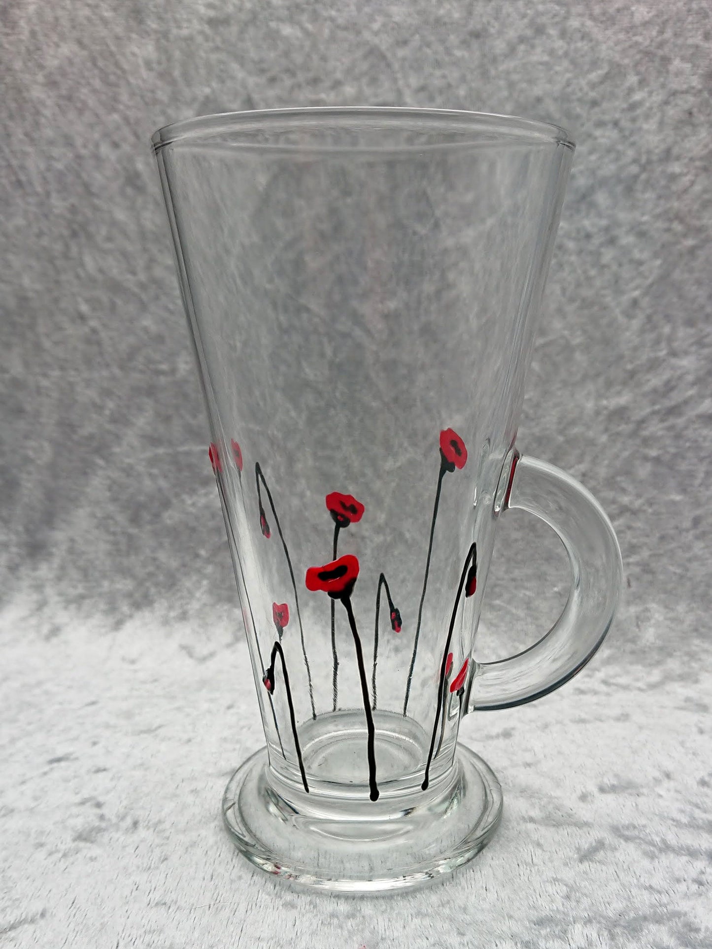 Hand-painted 'Poppy' Glass Latte Mug
