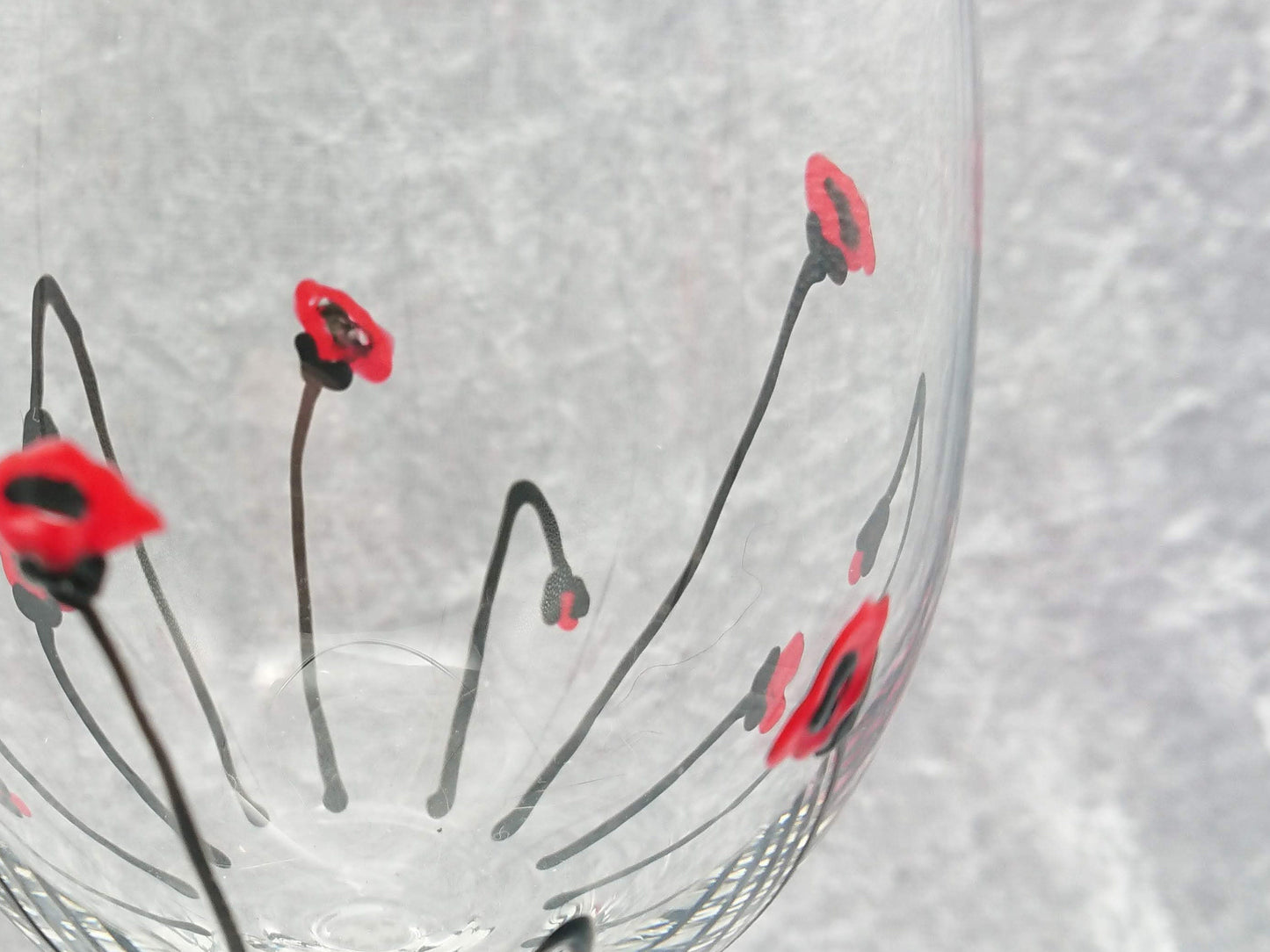 Hand-painted Poppy small wine glass