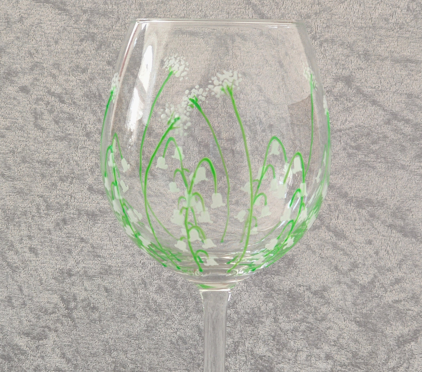 Hand-painted 'Lily of the Valley' large Wine Glass