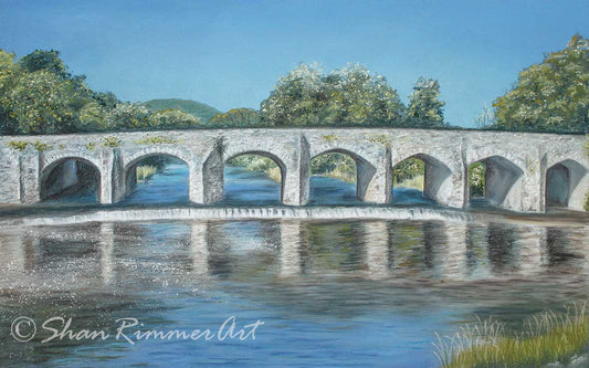 Abergavenny Pastel Drawing - Llanfoist Bridge - Welsh landscape - Limited Edition Print
