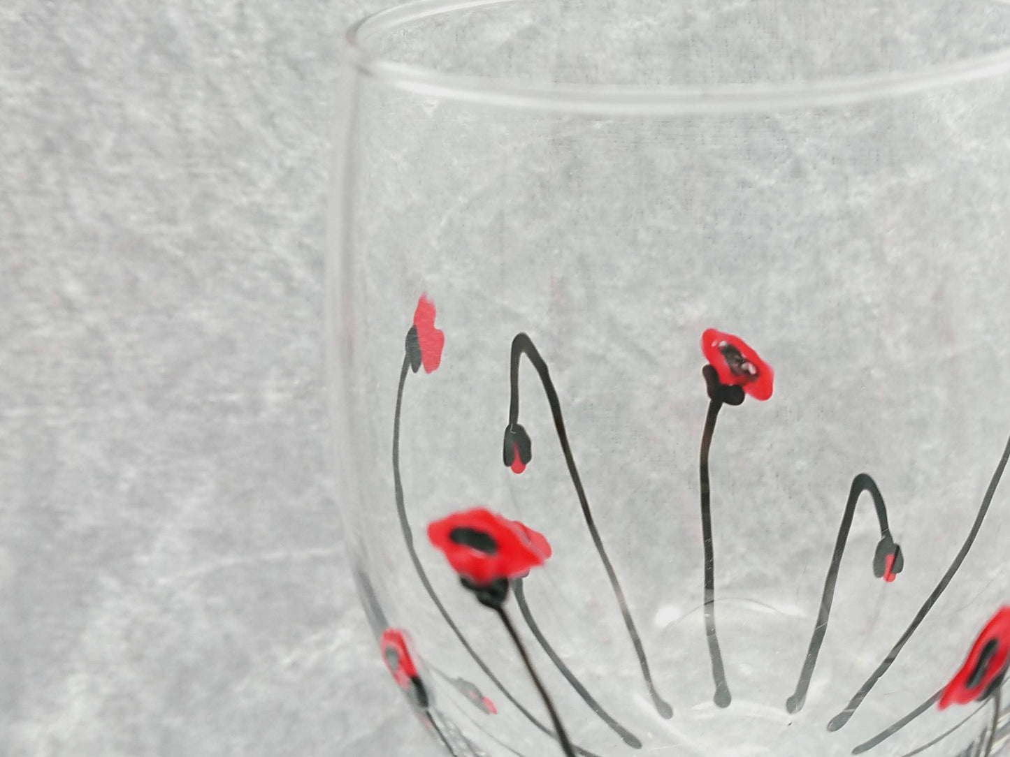 Hand-painted Poppy small wine glass