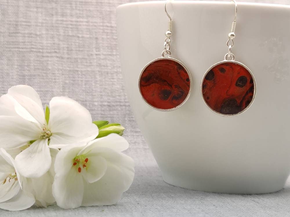 Gorgeous unique resin art drop earrings, various colours