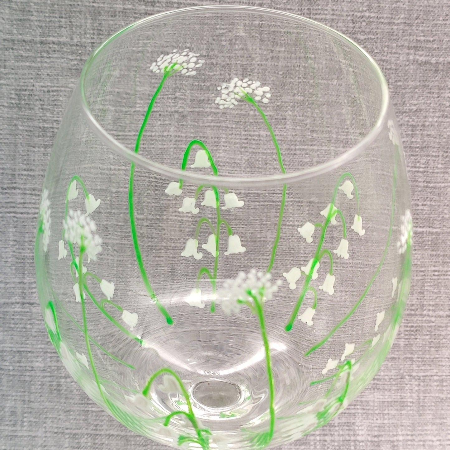 Hand-painted 'Lily of the Valley' large Wine Glass