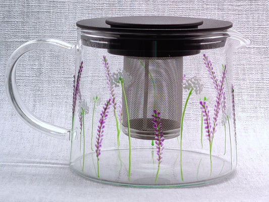 Hand-painted 'Lavender' Glass Teapot