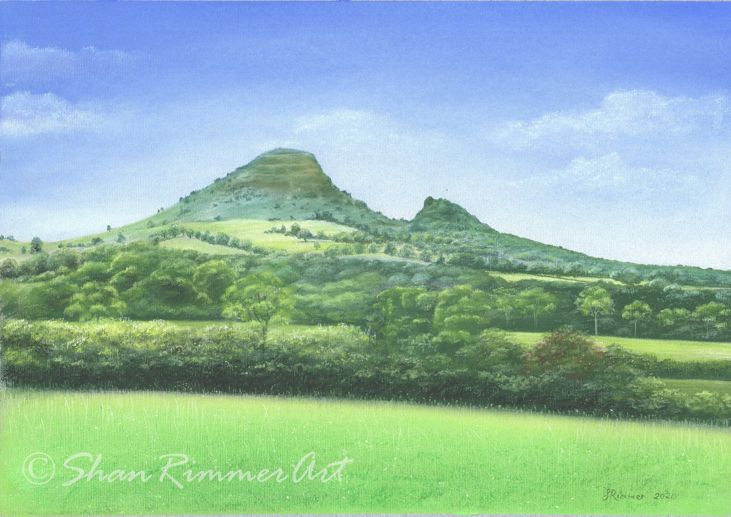 Abergavenny landscape Pastel Drawing - Skirrid Mountain -Welsh Landscape- Limited Edition Print
