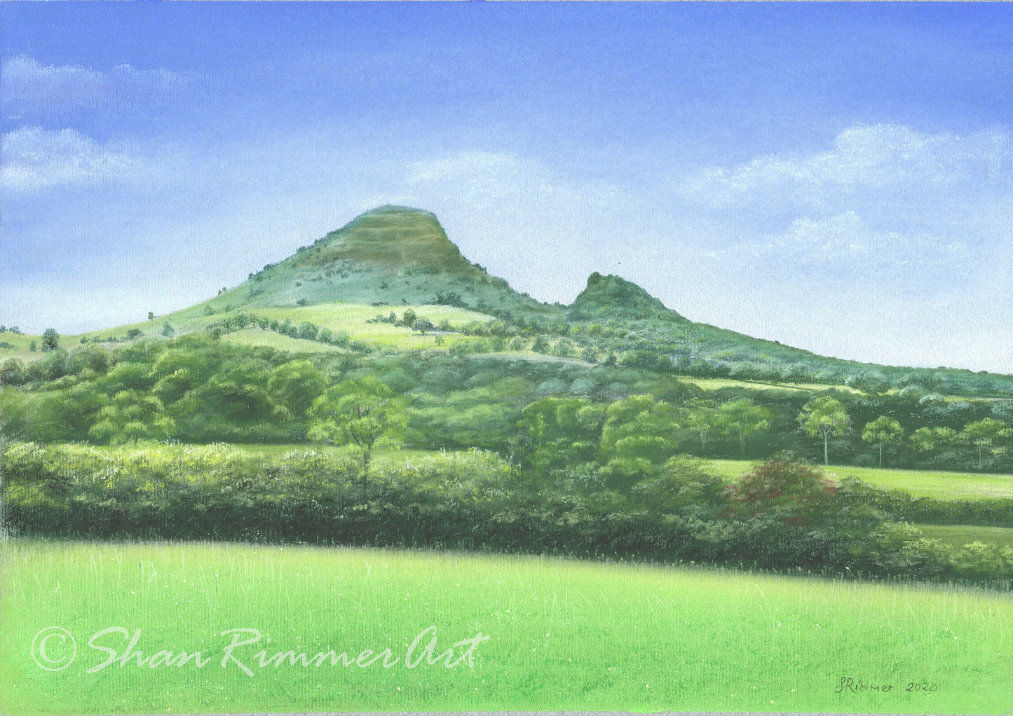 Abergavenny landscape Pastel Drawing - Skirrid Mountain -Welsh Landscape- Limited Edition Print