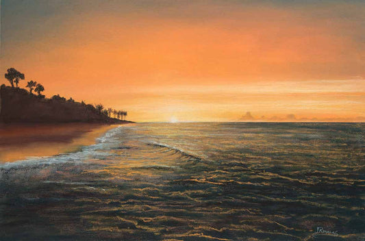 Pastel Drawing - seascape sunset - tropical Sunset - Dominican Republic - Limited Edition Print