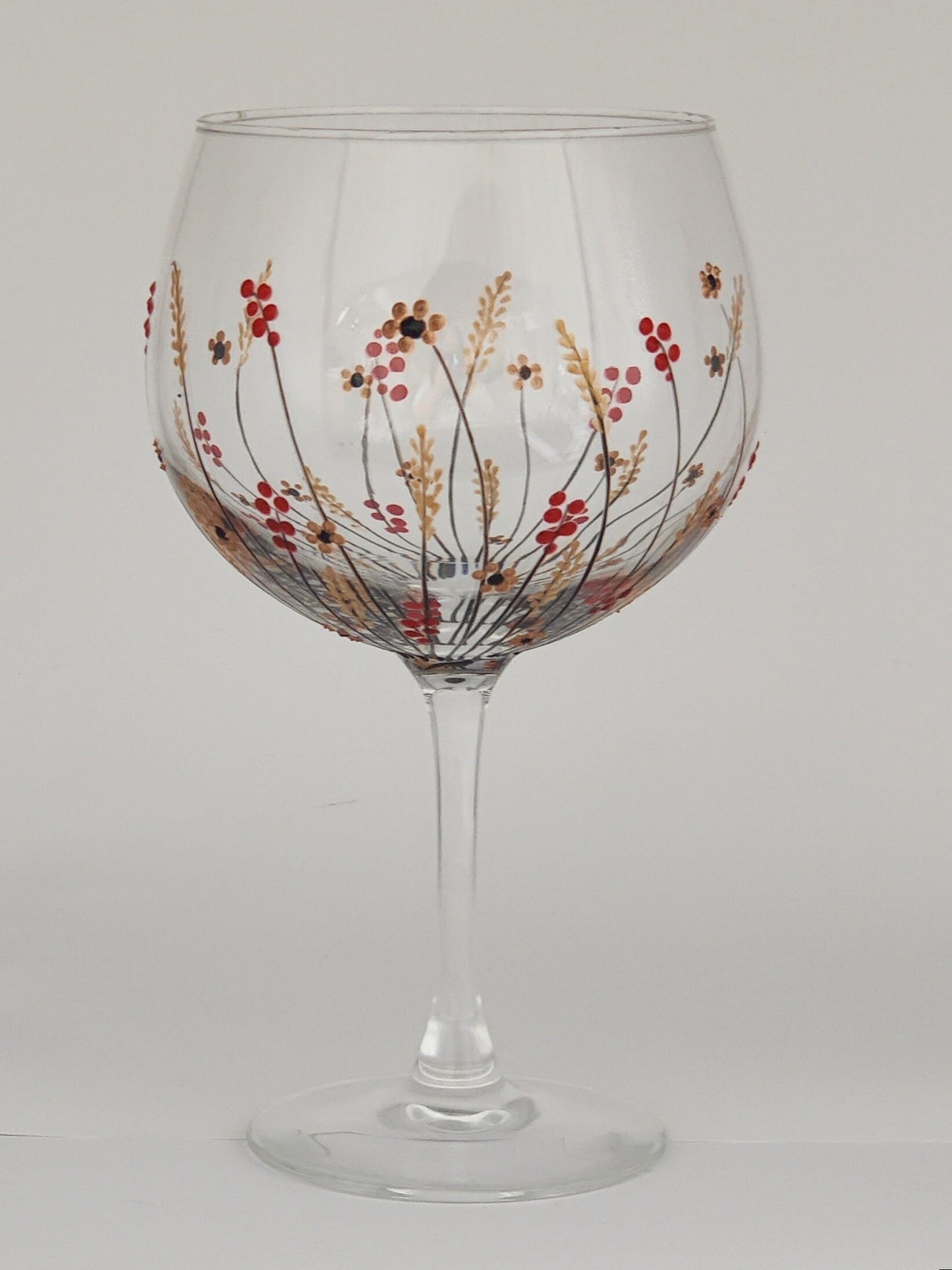 Hand-painted 'Autumn meadow'  large Gin Glass