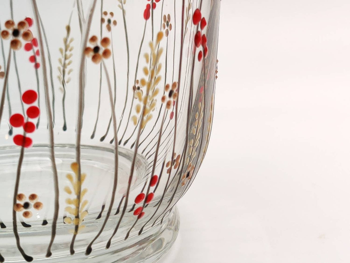 Hand-painted 'Autumn meadow' Glass Vase/ Candle Holder