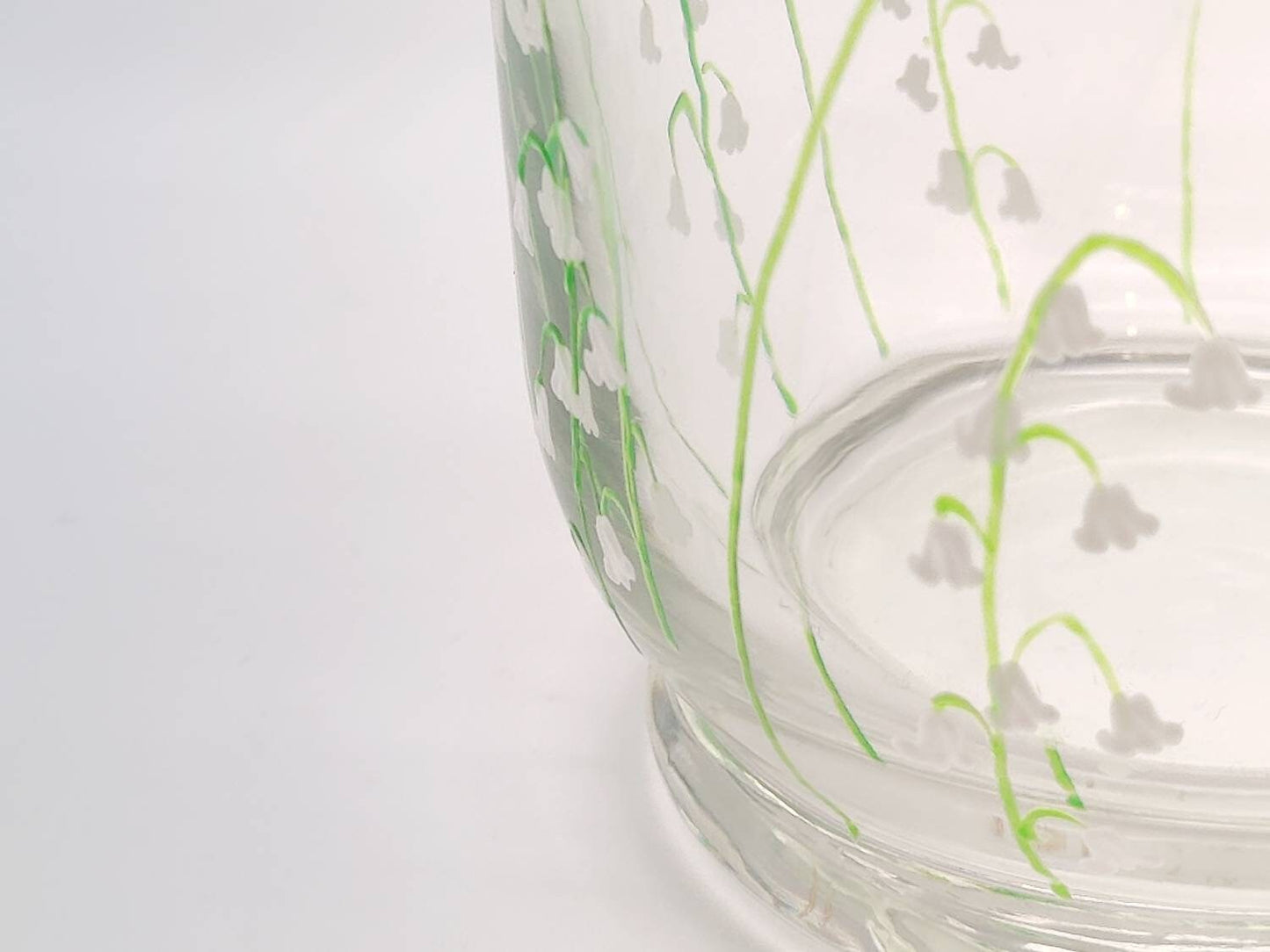 Hand-painted 'Lily of the Valley' Glass Vase/ Candle Holder