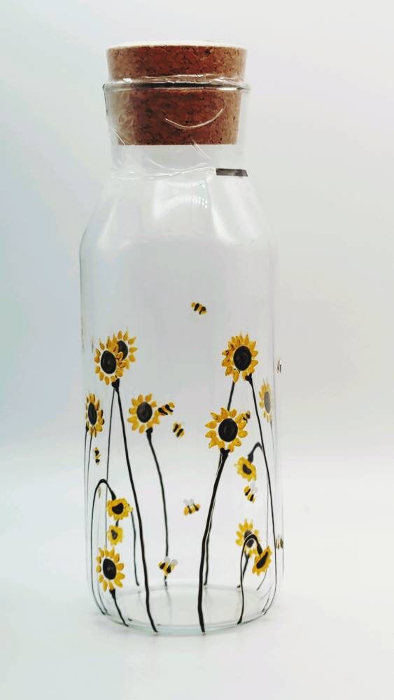 Hand painted 'Bee & Sunflower' design bedside water set