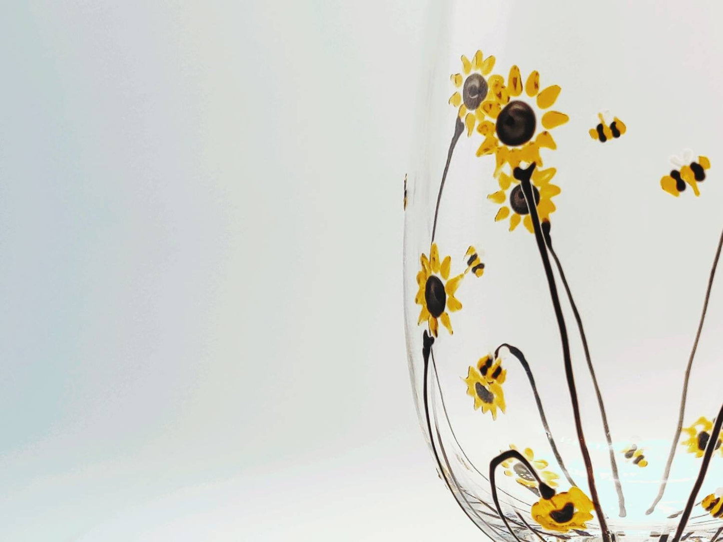 Hand-painted 'Bee & Sunflower' design Beer Glass