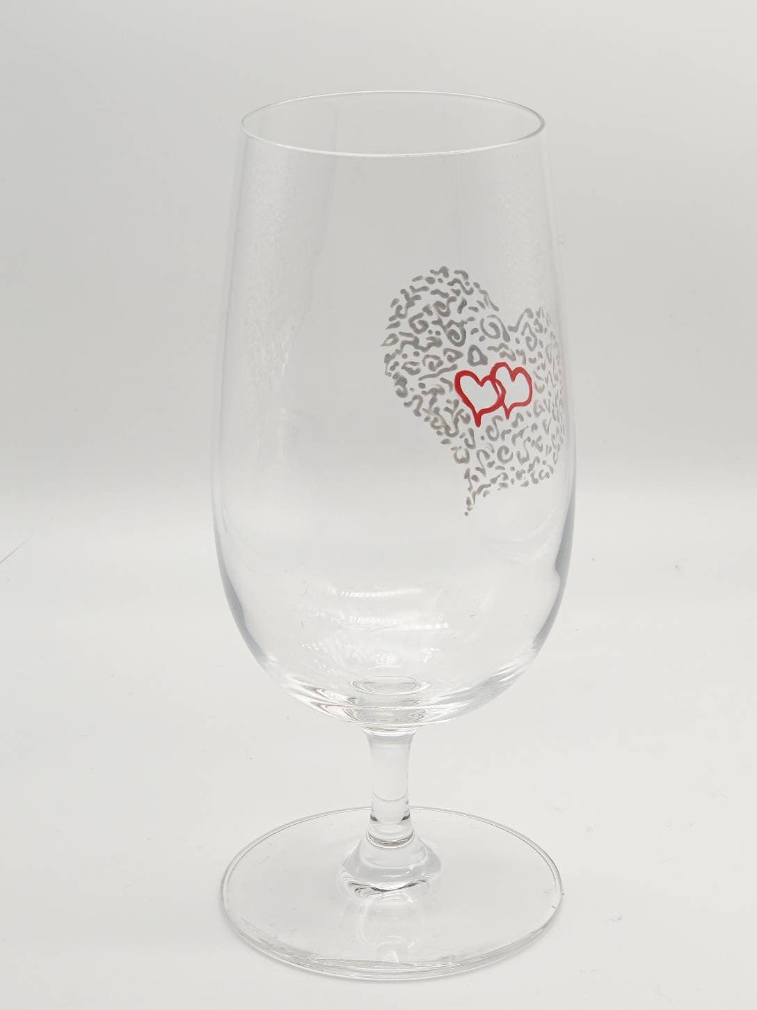Valentine hearts design beer glass glass
