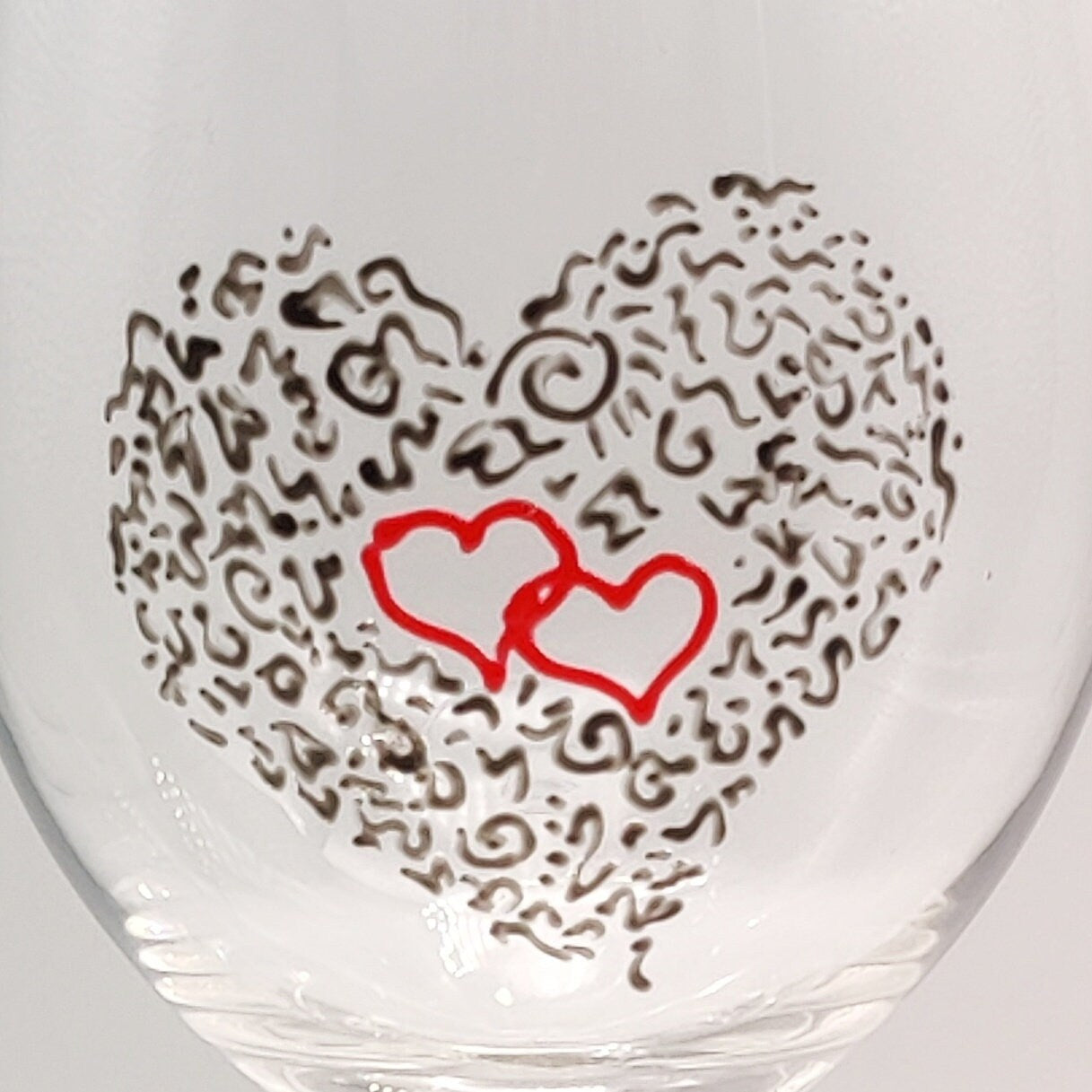 Valentine hearts design large Gin glass