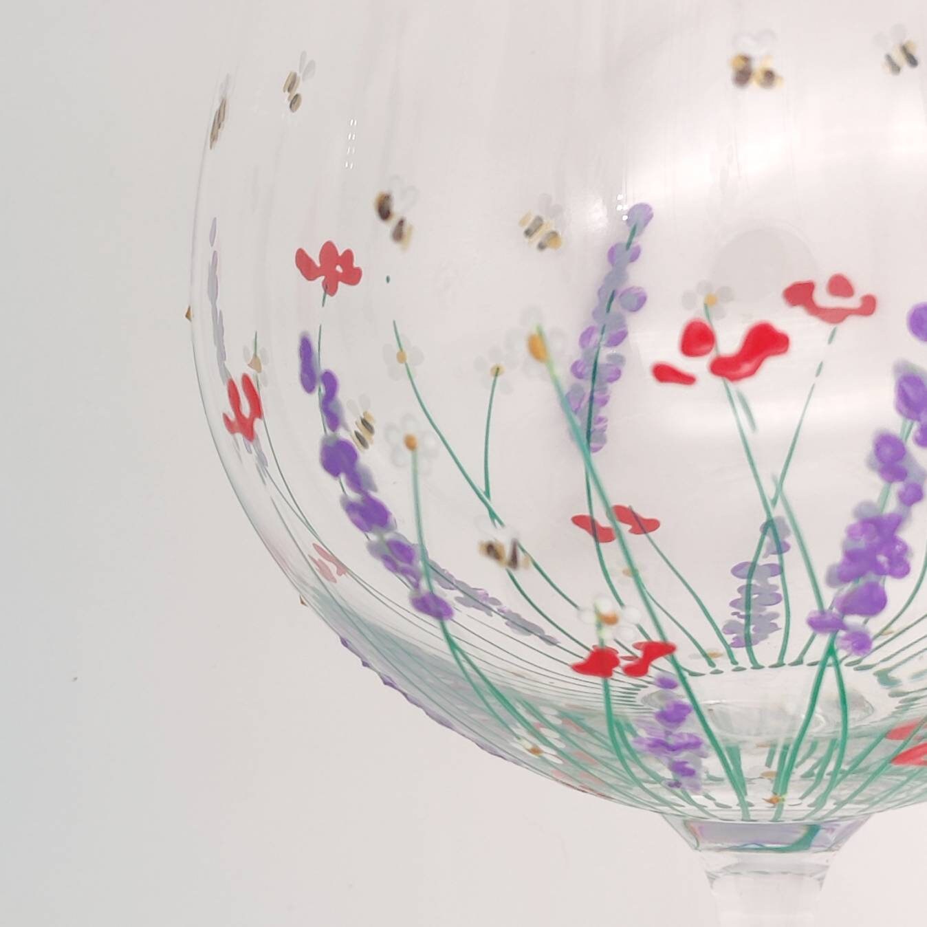 Hand-painted 'Summer meadow '  large Gin Glass