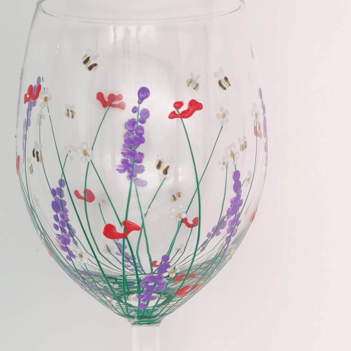 Hand-painted 'Summer meadow ' design Small Wine Glass