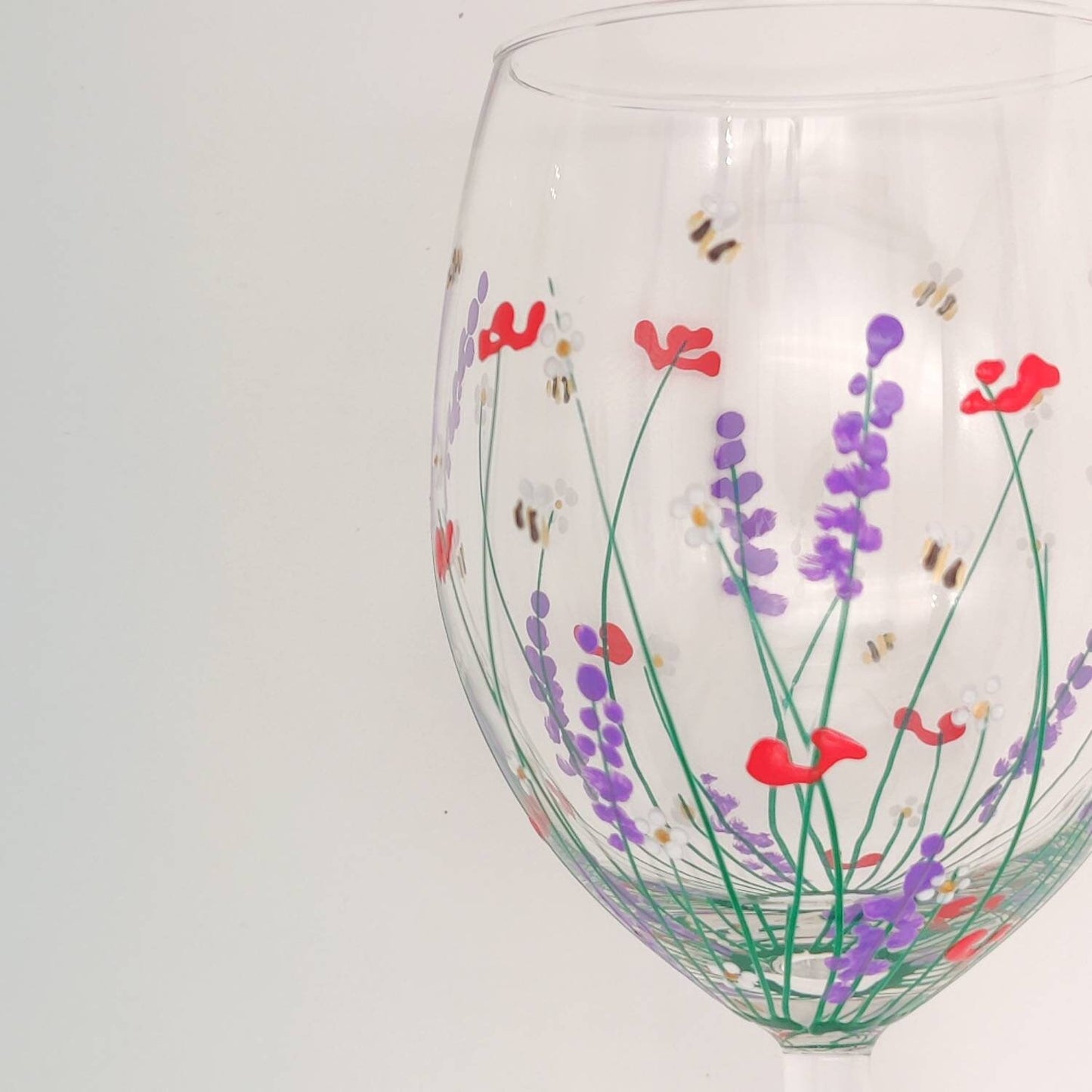 Hand-painted 'Summer meadow ' design Small Wine Glass