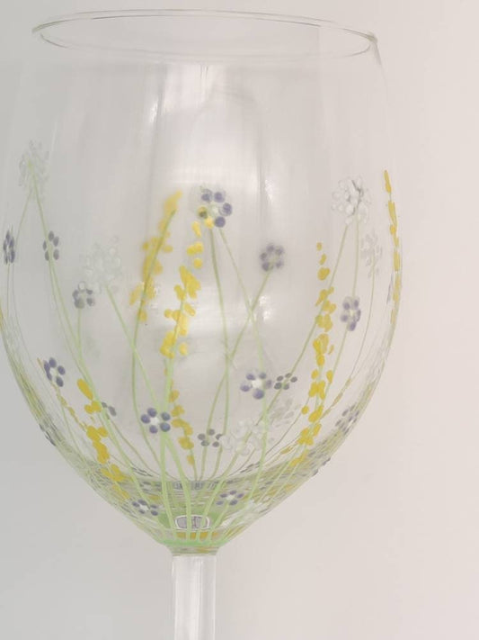 Hand-painted 'Spring meadow'' design Small Wine Glass