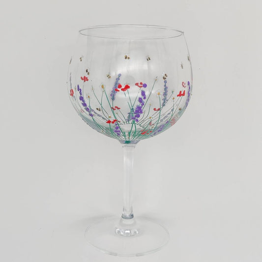 Hand-painted 'Summer meadow '  large Gin Glass