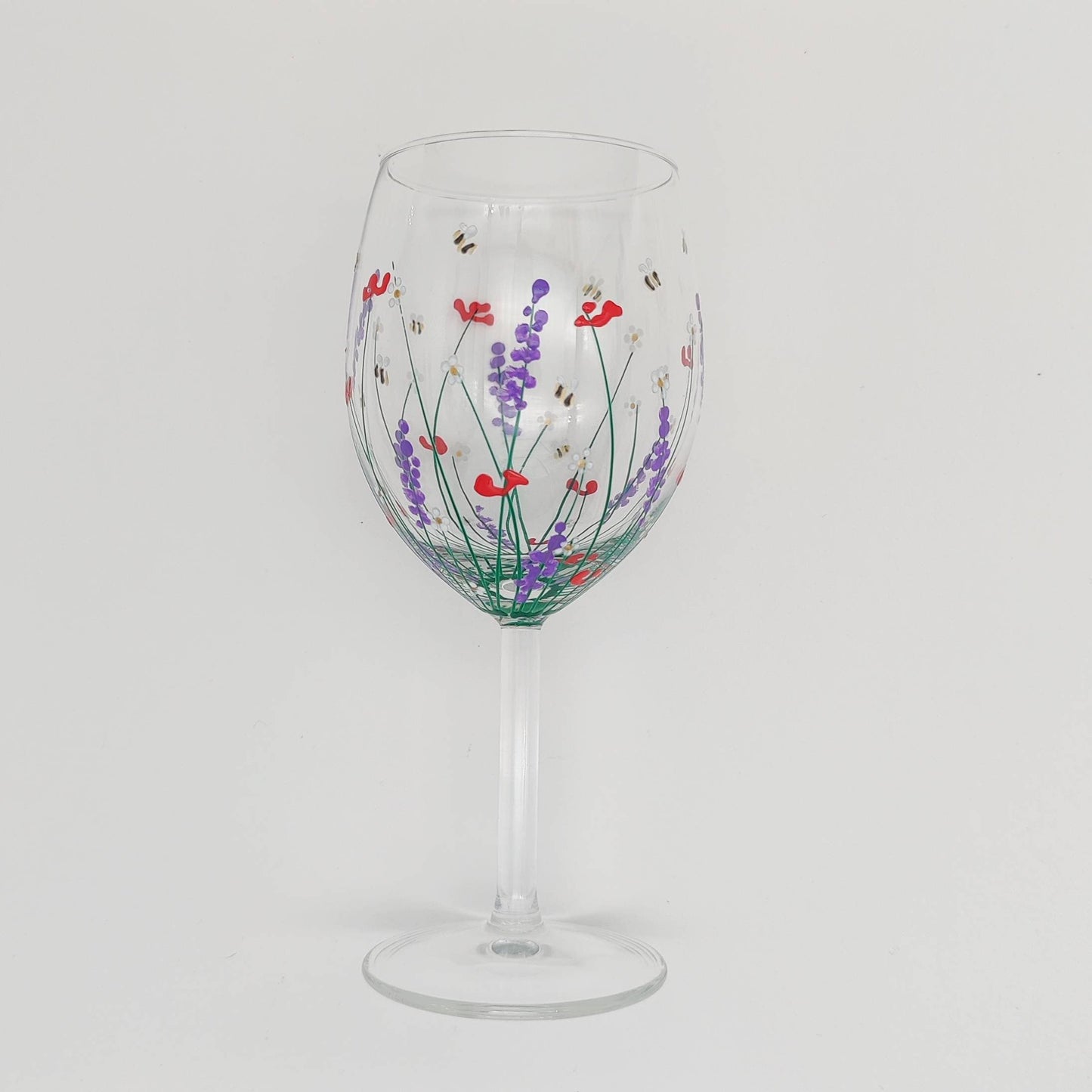 Hand-painted 'Summer meadow ' design Small Wine Glass