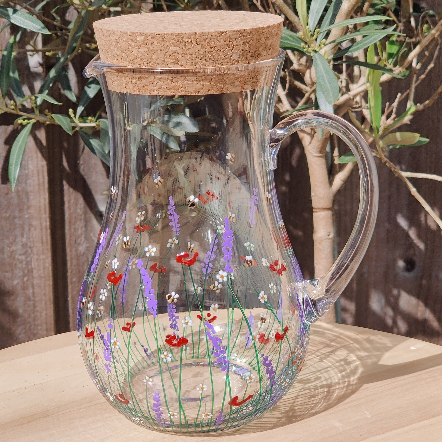 Hand-painted 'Summer Meadow' design Jug with optional glasses
