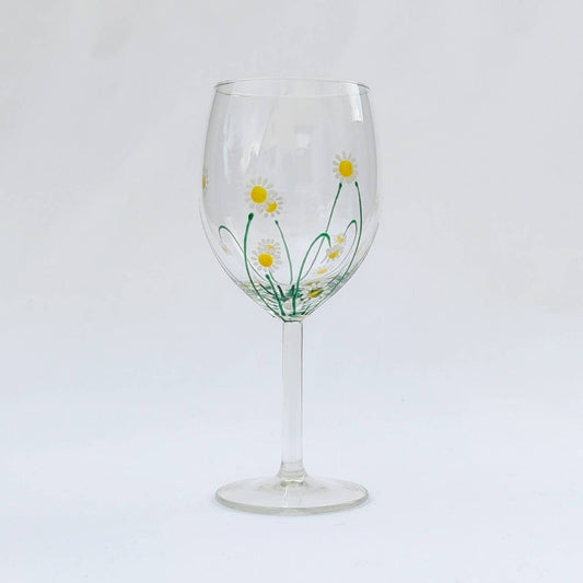 Hand-painted 'Daisy' design Small Wine Glass