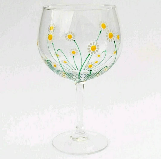 Hand-painted Daisy design Large Gin Glass