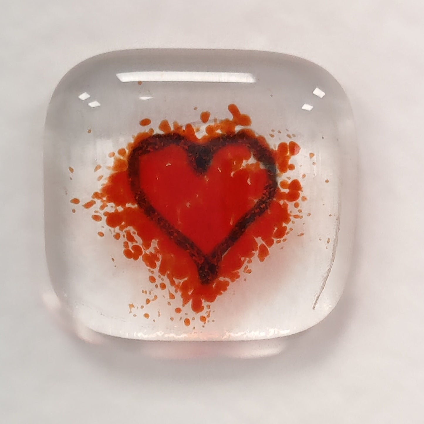 Fused glass pocket token card - One  I love  - valentine's - anniversary card