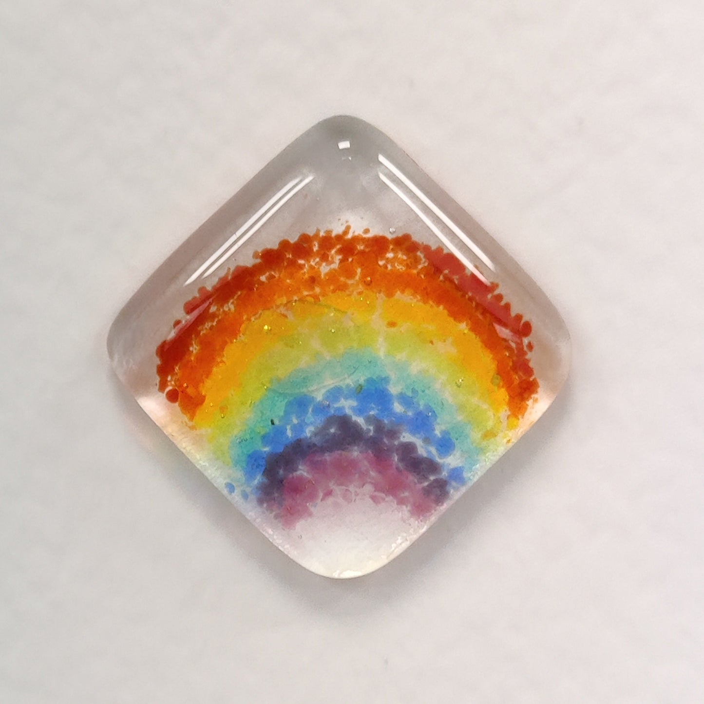 Fused glass pocket token card - Rainbow - inspirational- thoughtful