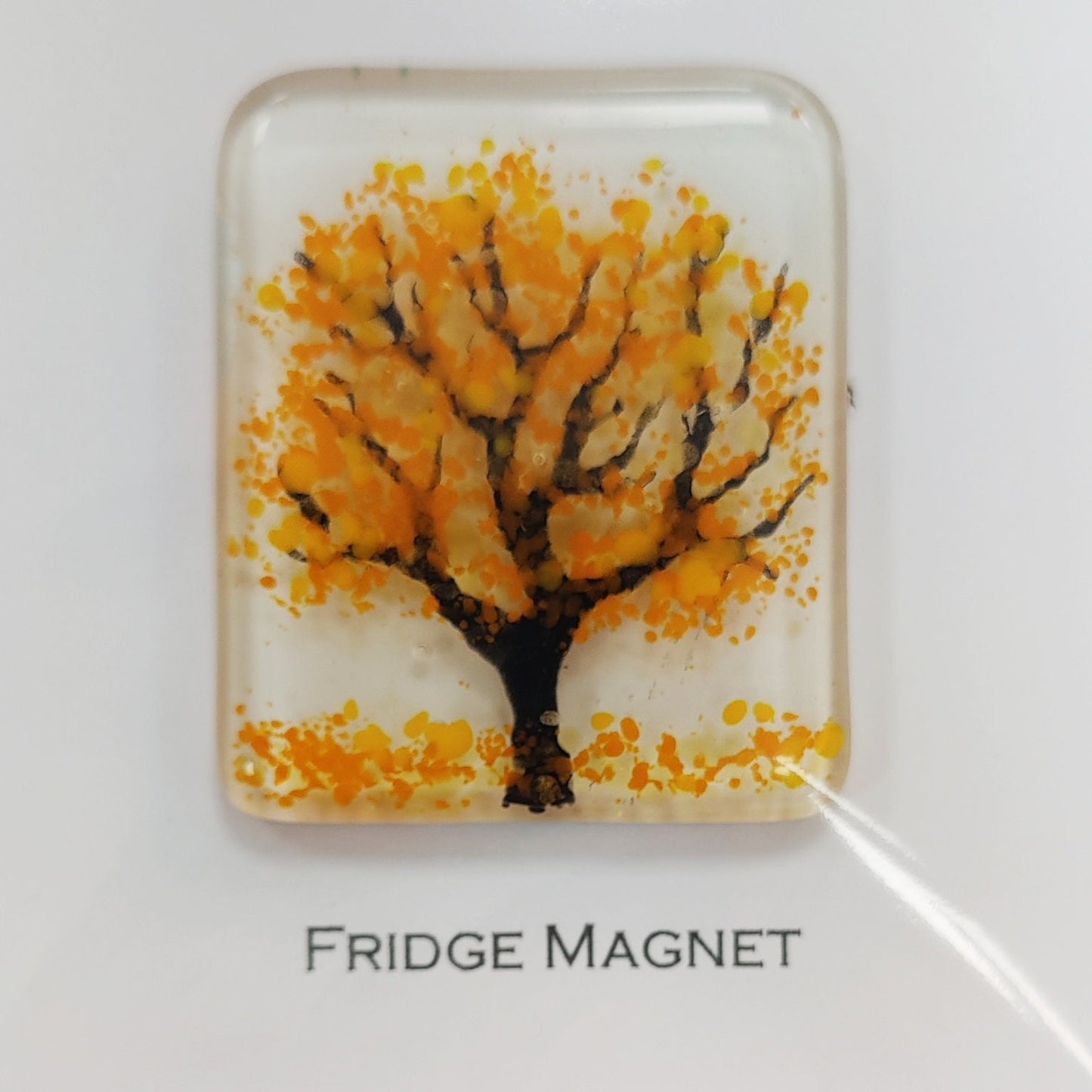 Fused glass fridge magnet - colourful tree