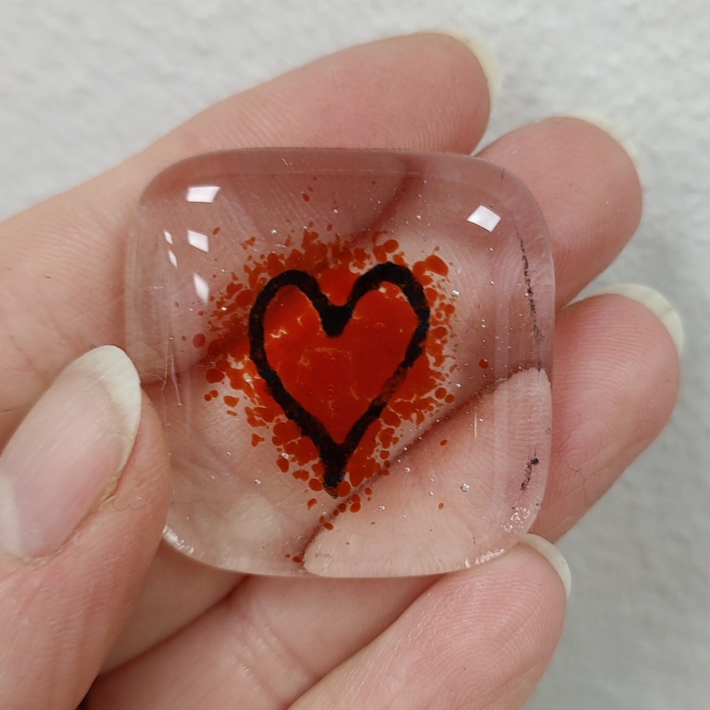 Fused glass pocket token card- Heart - Mother's Day - Mum card