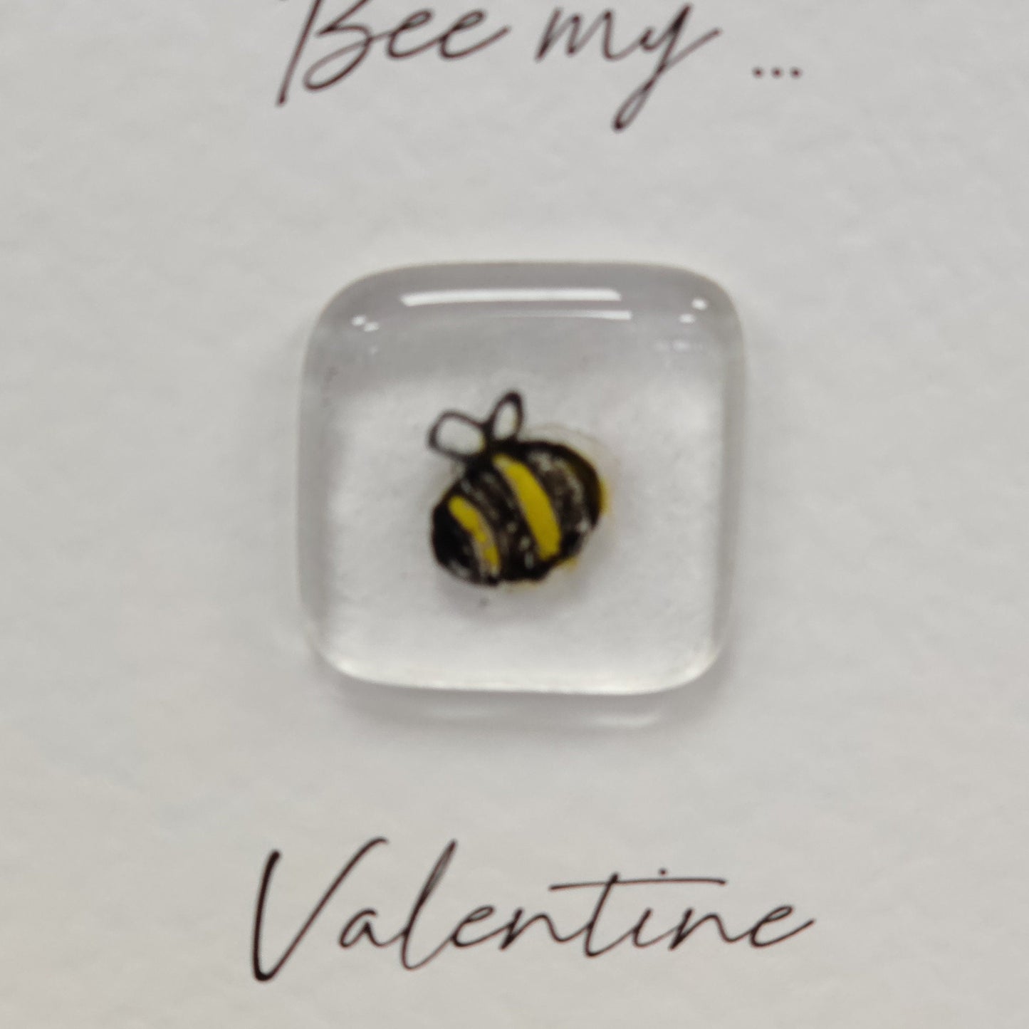 Fused glass pocket token card - Bee mine - valentine's Day card