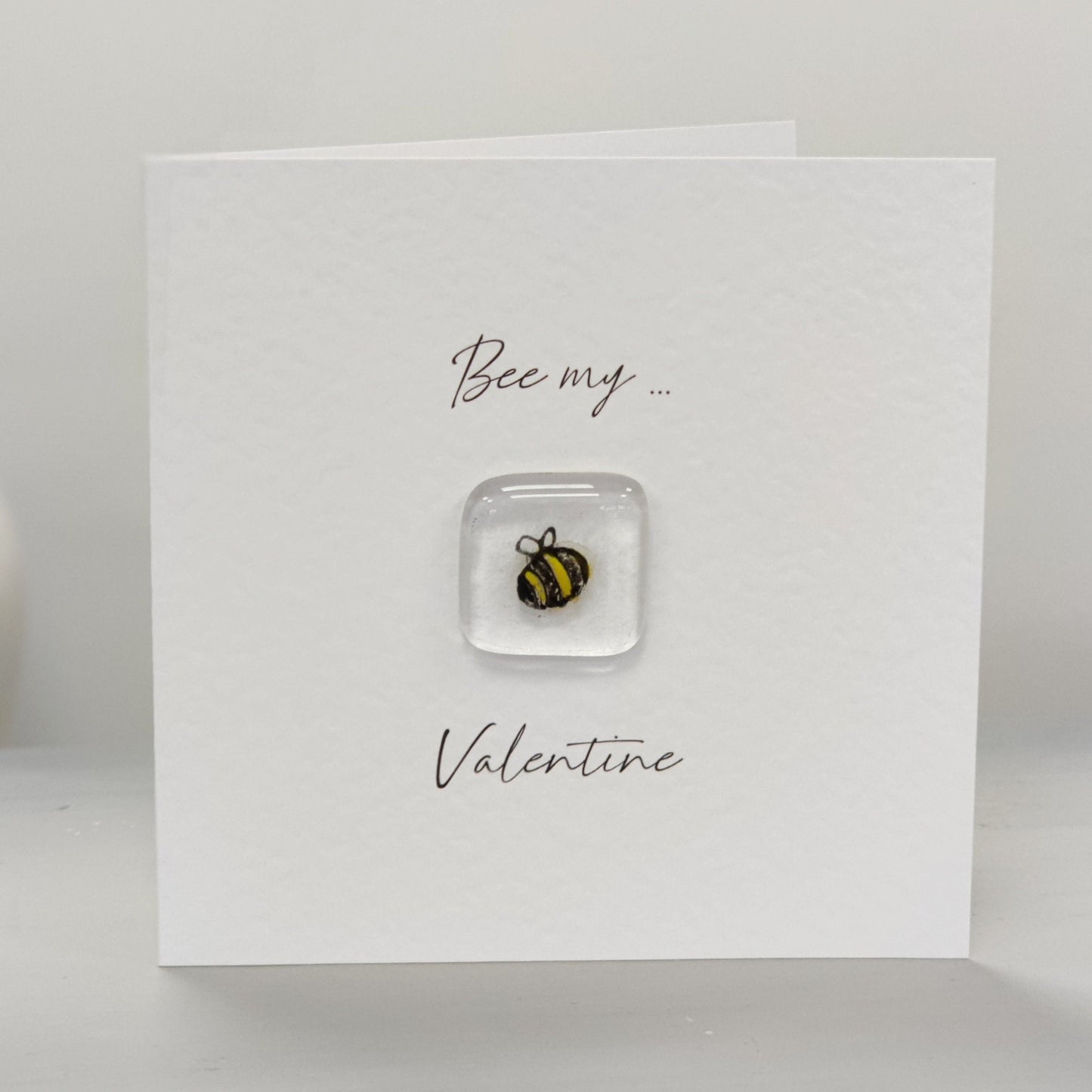 Fused glass pocket token card - Bee mine - valentine's Day card