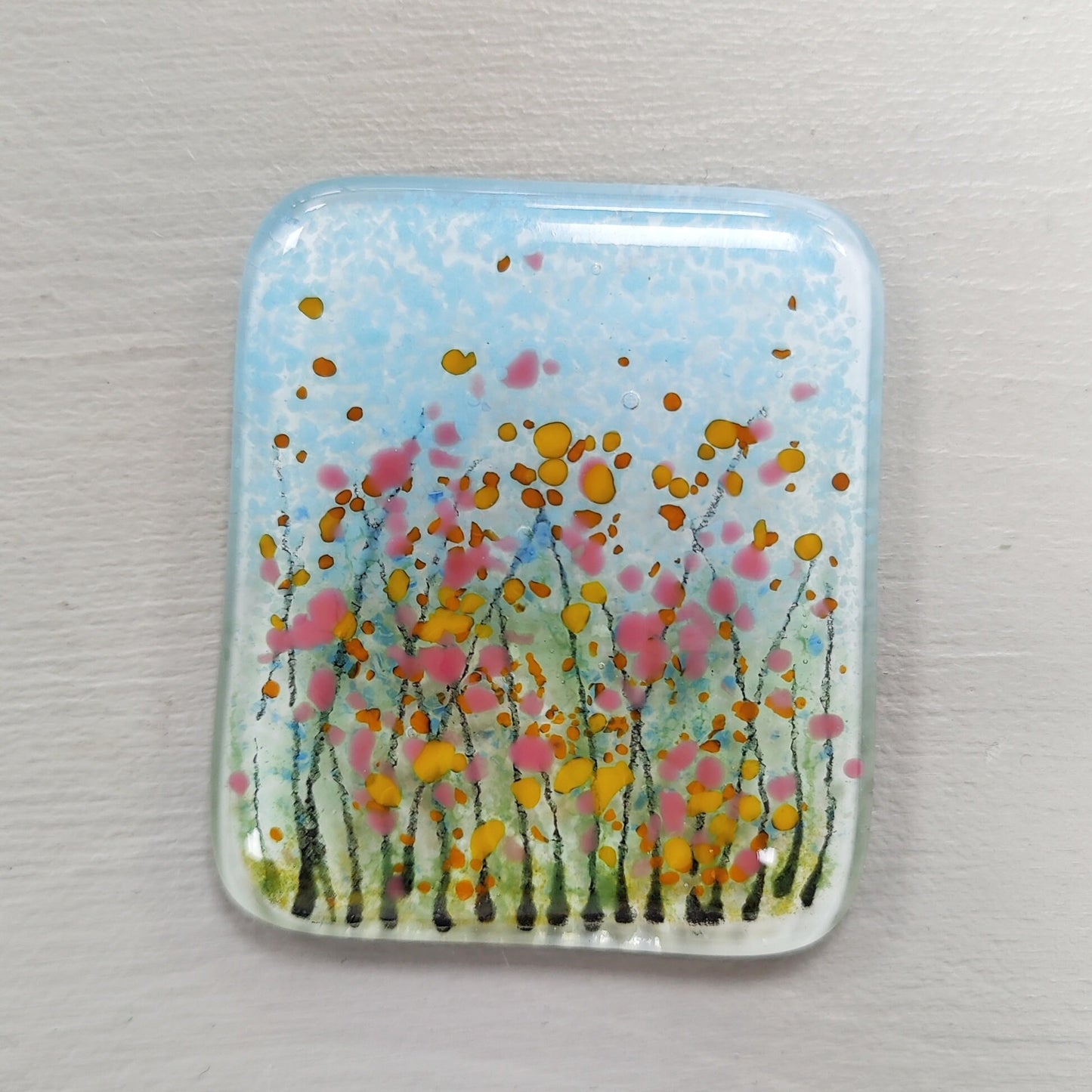 Fused glass fridge magnet - wild meadow