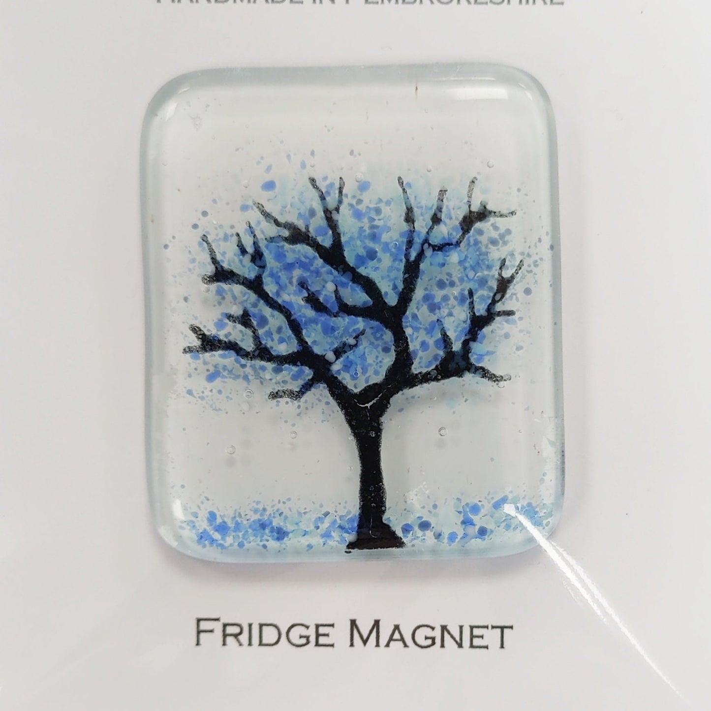Fused glass fridge magnet - colourful tree