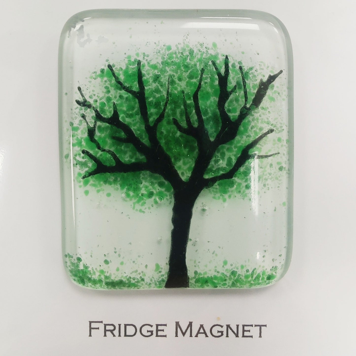 Fused glass fridge magnet - colourful tree
