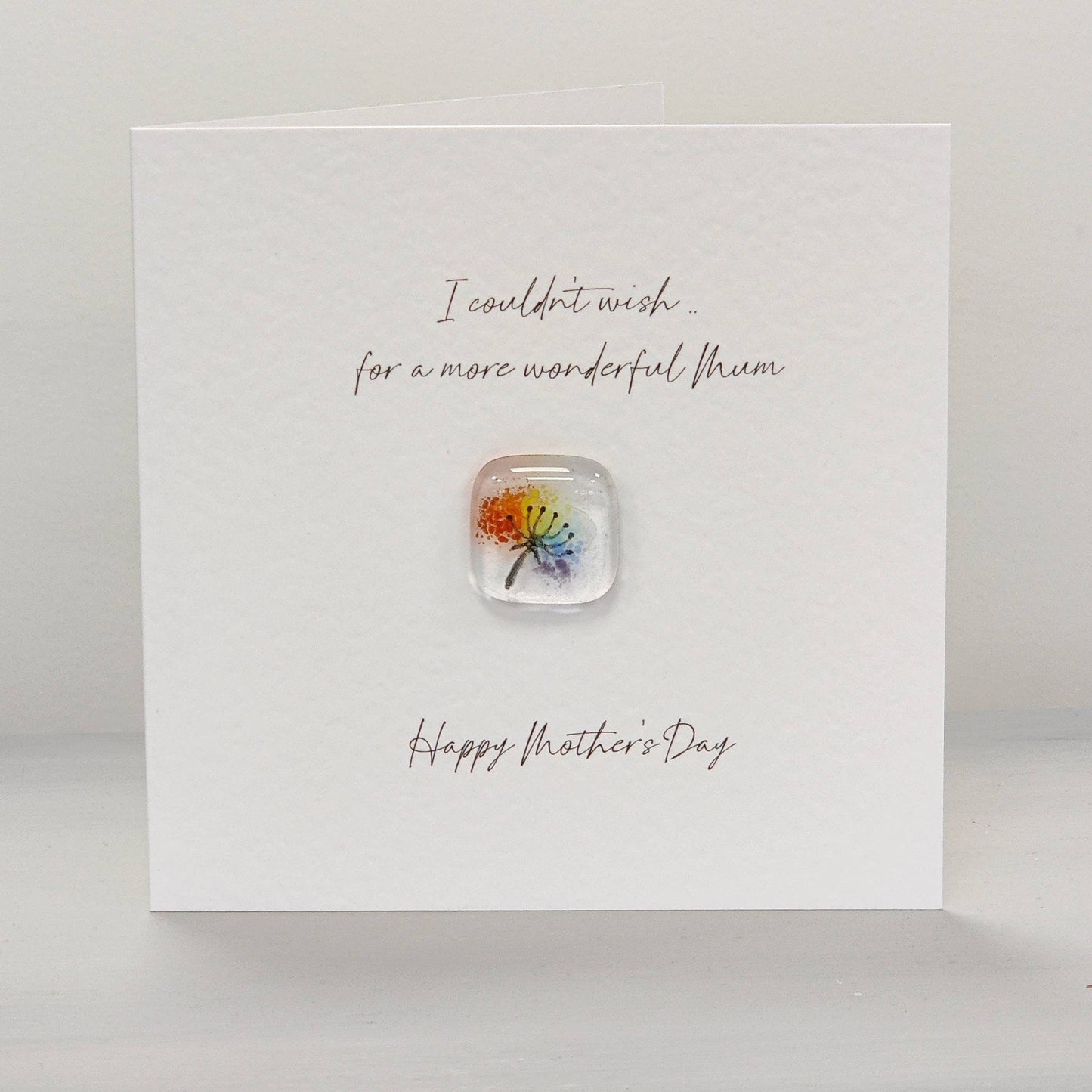 Fused glass pocket token card - rainbow wish - Mother's Day card