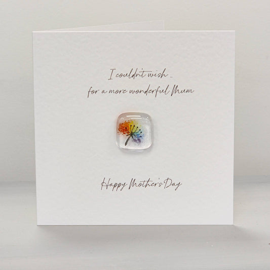 Fused glass pocket token card - rainbow wish - Mother's Day card