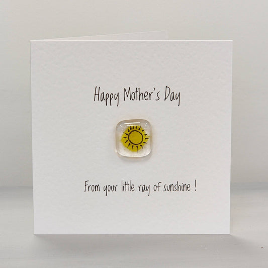 Fused glass pocket token card - sunshine - Mother's Day card