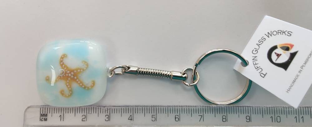 Fused glass keyring, fused glass keychain, boat keyring, seaside beach hut, rainbow heart, bee, toadstool mushroom, flower keyring