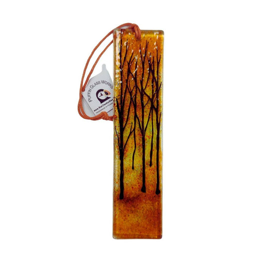 Fused glass suncatcher, Autumn trees,  fused glass art, window hanging art, glass hanging picture.