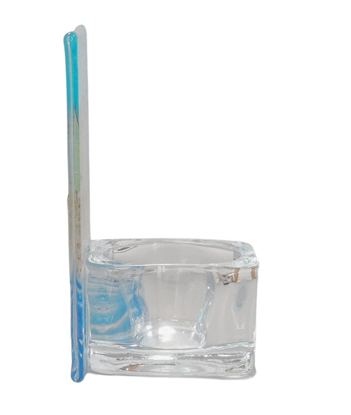 Fused glass tealight holder, beach hut, seaside, candle shade, beach tea light holder