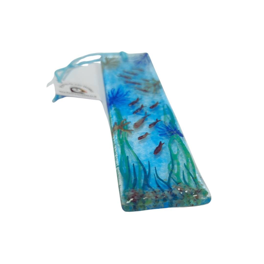 Fused glass suncatcher, sealife, fish, under the sea, fused glass art, window hanging art, glass hanging picture.