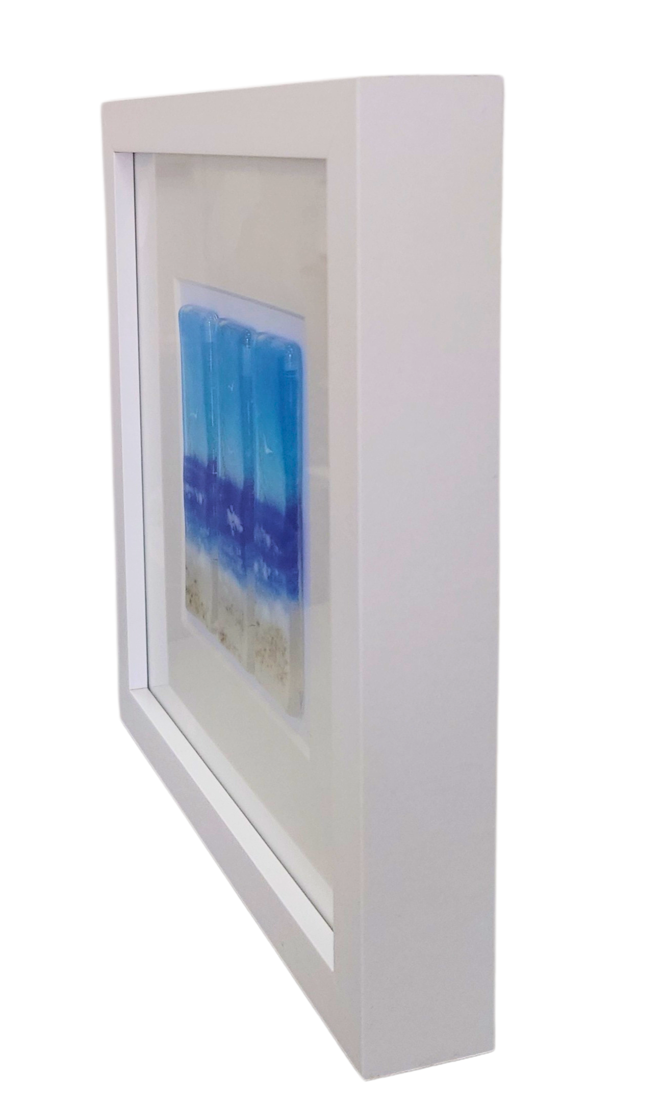 Fused glass medium framed picture, fused glass art, beach and sea art, fused glass )